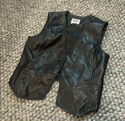 Sunday Best Aritzia Black Leather Open Vest Size 0