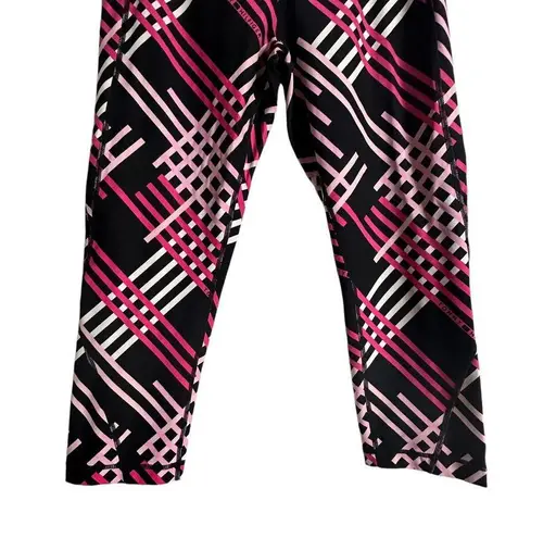 Tommy Hilfiger  Performance Leggings Womens M Pink Plaid Stretch Active Crop