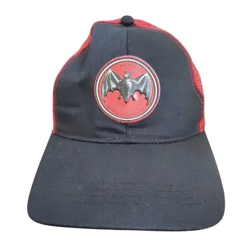 Bacardi Hat Bat Logo Snapback Mesh Trucker Cap Baseball Red Black Adult OSFM