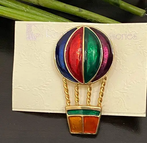 Vintage Unsigned Colorful Enamel Got Air Balloon Brooch New (Old Stock)