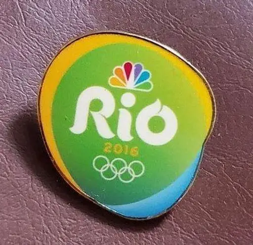 2016 NBC Olympic Media Lapel Hat Pin Rio De Janeiro Brazil Games Mark Logo EUC