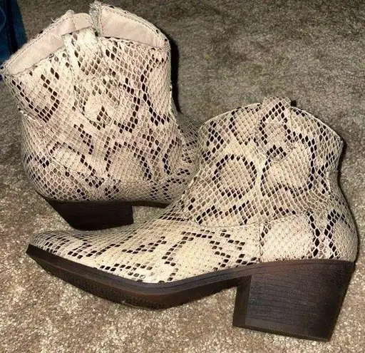 True Craft Snakeprint Ankle High Boots