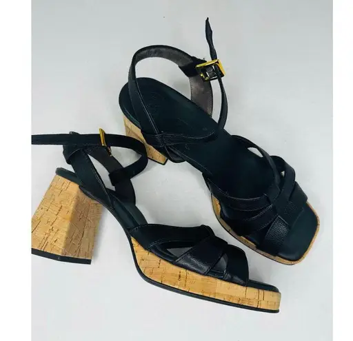 Paul Green Tina Classic Black retro Fisherman heeled sandal size 7.5UK / US 10