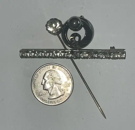 Lot of 3 Silver Tone CZ Rhinestone Brooch Shoulder Pins Stick Pin