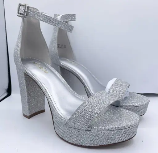 Ankis platform silver glitter 4inch heels women Size 7