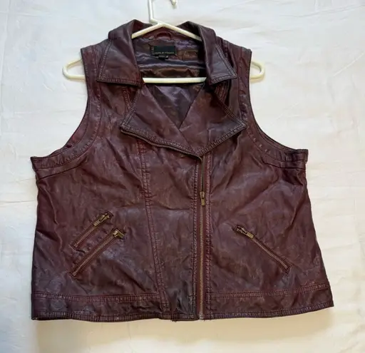 Burgundy Faux Leather Biker Vest iJeans by Buffalo XL – Chic & Edgy Red