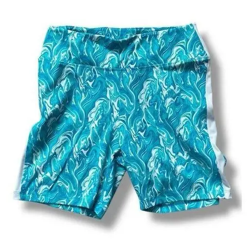 Victoria’s Secret Pink Active High Waist Bike Short Bright Marine Marble Large Blue