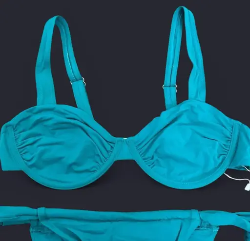 Sunday Brunch Teal Blue Underwire Top 2 Piece Bikini
