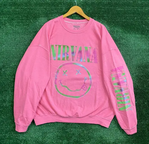 Nirvana Nevermind Grunge Band Oversized Crewneck Sweater L