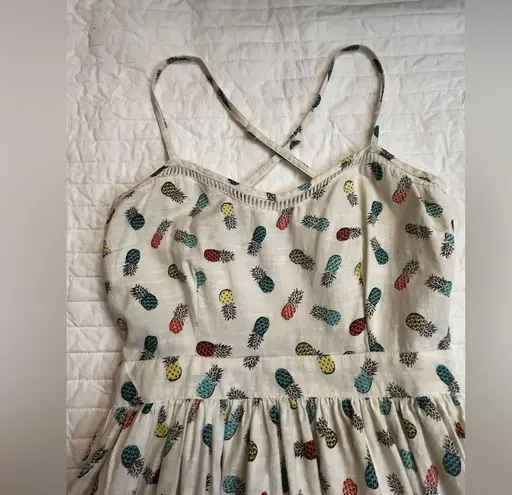 Cooperative Womens Dress Ivory Pineapple Print Cutout Criss Cross X Back