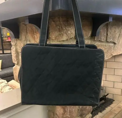 Mary Kay Black Textured Fabric Tote Bag with Wide Base