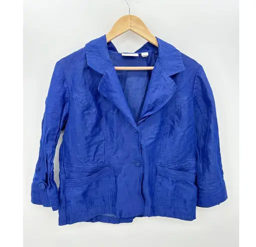 Chico's  Royal Blue Button Front Jacket Linen Nylon Lightweight Blazer Women‎ 1 M - Image 1