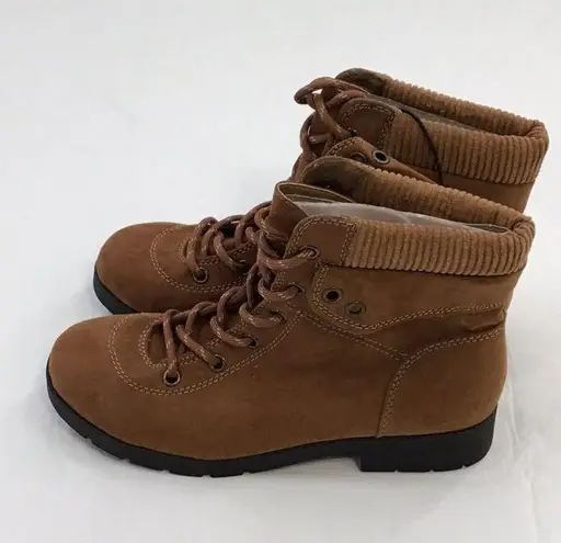 st. john's bay  Womens Yosemite Lace Up Boots Block Heel Size 6.5M Color Cognac