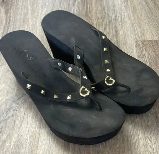 G by Guess Guess Black Studded Platform Sandals Size 7.5-8