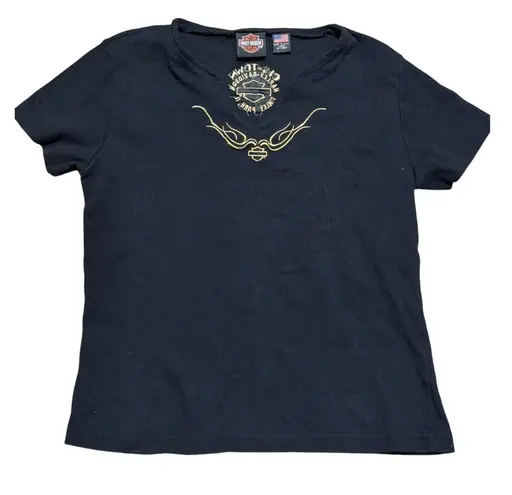 Harley Davidson Tinley Park Chicago Illinois Womens L Large Black Shirt Top Size undefined