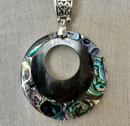 Reversible Abalone & Mother of Pearl Pendant Necklace