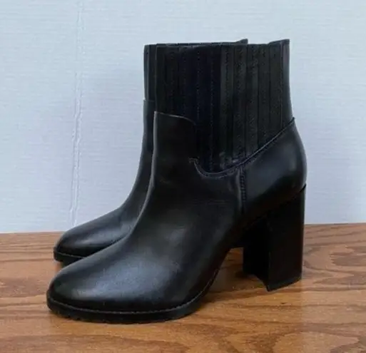 Vintage vtg 90s 1990s Y2K 2000s Black Square toe chunky Block Heel Boots retro Size 10