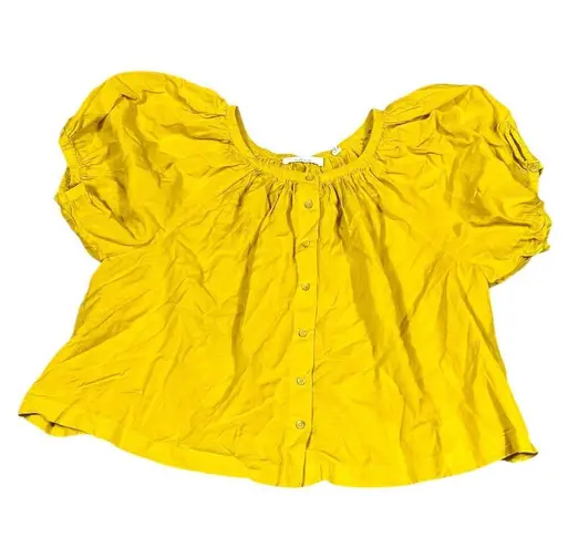 DÔEN Yellow Puff Sleeve Blouse XXS Clementine Organic Cotton Top