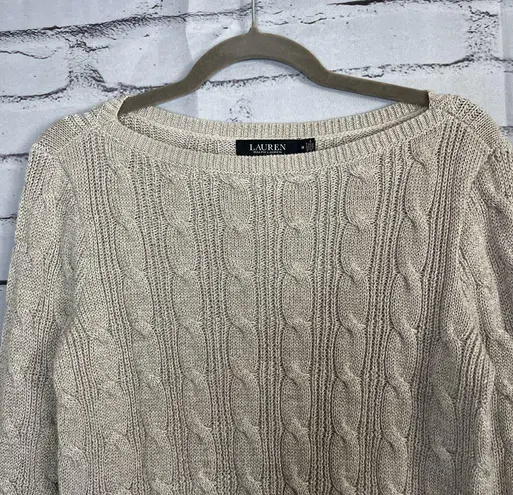 Lauren Ralph Lauren Black Label Cable Knit Cream Sweater Preppy Fall M Vintage Size M