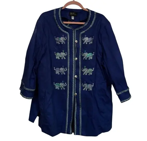 Bob Mackie 3XL FLAW Wearable Art Embroidered Purple Elephant Oriental Jacket