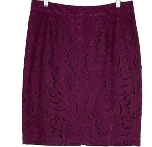 CAbi  Sheer Burgundy Lace BalletCore Party Event Pencil Skirt NWOT