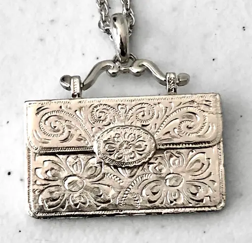 Vintage NWT D’Orlan Envelope Pendant Necklace Silver