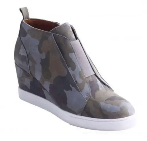 Linea Paolo 7.5 Felicia Platform Wedge Sneaker Bootie Camo Zip Ankle Shootie