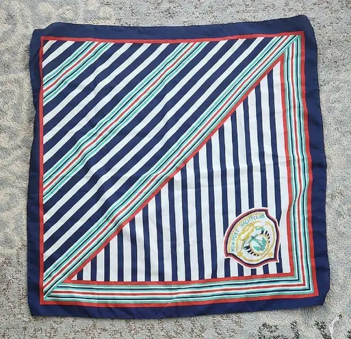 VINTAGE NEWPORT YACHT CLUB NAUTICAL ITALIAN SQUARE SCARF BY BERKSHIRE Blue