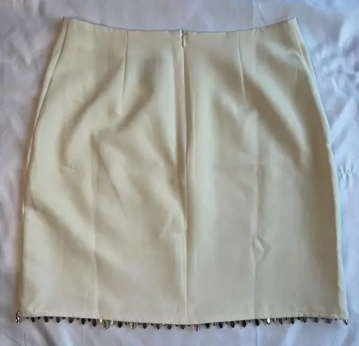 Sincerely Jules Ivory White Rhinestone Fringe Mini Skirt Medium