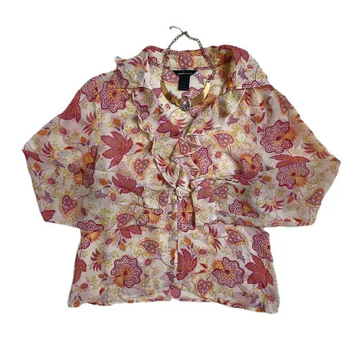 Vtg y2k international silk floral blouse Multi Size M