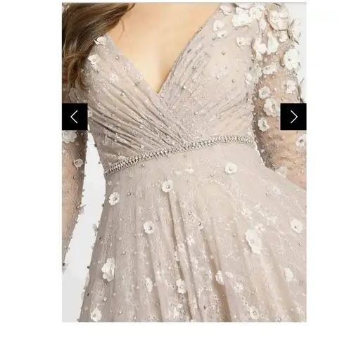 Mac Duggal Evening - 67387D V Neckline 3D Floral Lace A-Line DressMAC DUGGAL H