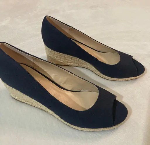 Bandolino Navy Blue Espadrille Wedge Sandals 9