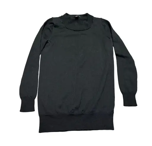 J.Crew  Black Merino Wool Crewneck Sweater XXS 3/4 Sleeve Closet Staple Neutral