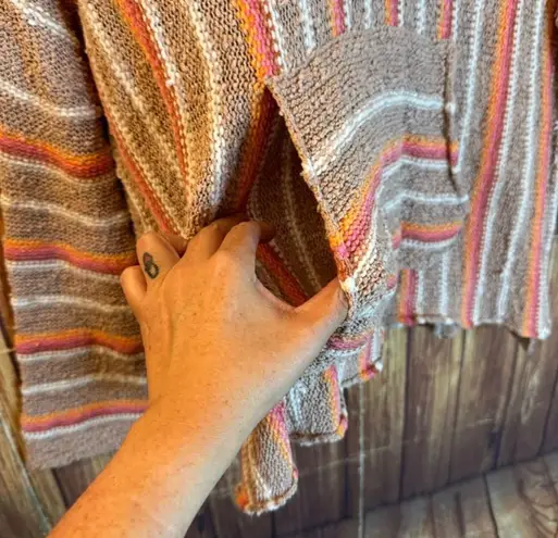 Ripndip Rip Curl Women Striped Knit Hoodie Pullover Kangaroo Pocket Boho Cottagecore M