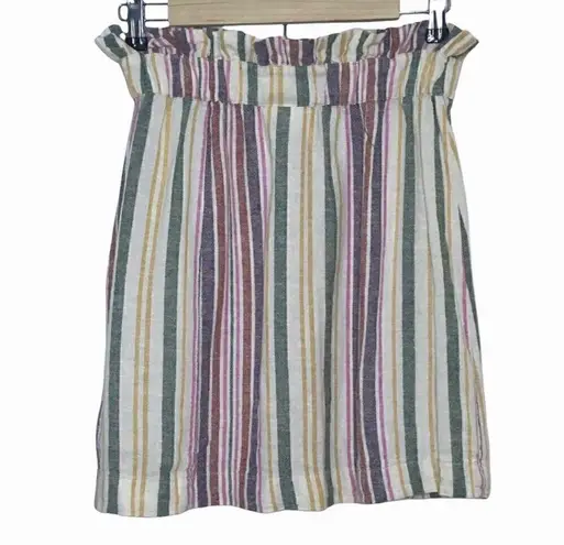 Abound  LINEN SKIRT VERTICAL STRIPE IVORY DOVE LAPLAYA BUTTON DETAIL WMNS SIZE XS