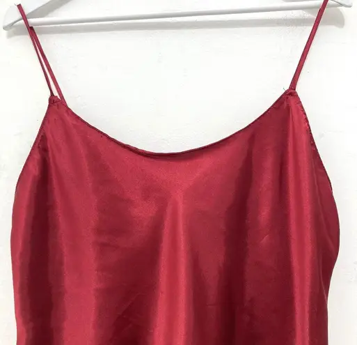 Lilac+London Tank Top Silky Satin Wine Red Lace Sleep Top L Size L