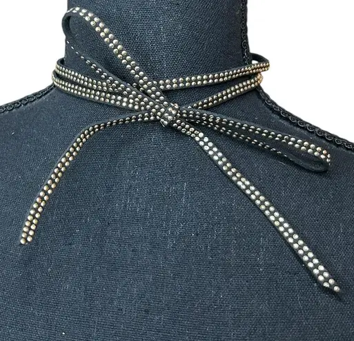 Classic Double Strap Ribbon Black and Gold Color Stud Y2K Choker Necklace S/M