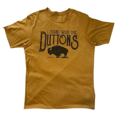 Texas True Threads I Stand With The Duttons Graphic Tee Shirt M Mustard Western Yellow Size M