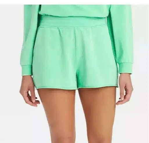 Womens JoyLab Lightweight Mint Green French Terry Shorts 2"
