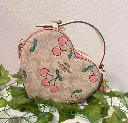 Coach  Heart Crossbody In Signature Canvas With Heart Cherry Print CE653
