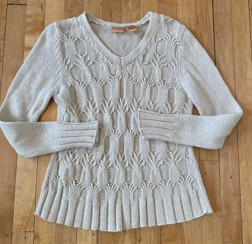 Classic Cable Knit Sweater Tan Size M
