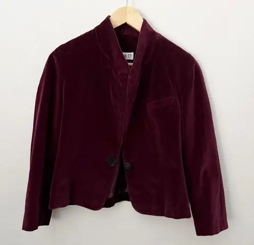 PARCO | Burgubdy Wine Maroon High Neck Velvet Blazer Jacket | Size Medium Red