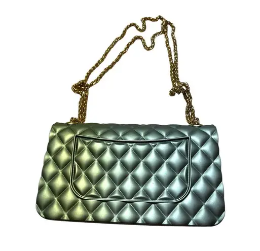 Silver and Gold Quilted Shoulder Bag with Chain Strap