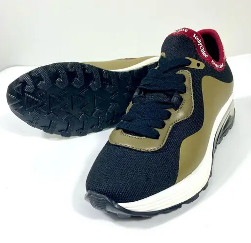 See By Chloe Brett Knitted Low Top Sneakers Black Green 37 NEW