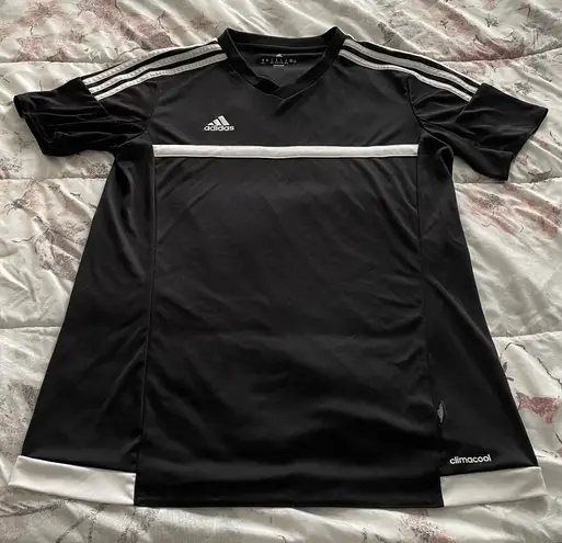 Adidas Climacool V-neck Short Sleeve Black Soccer Jersey Top, size M