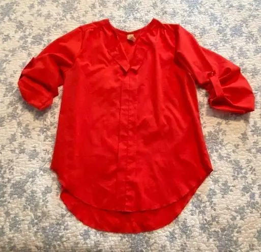 Bee Stitched Red Tunic Blouse Size Large