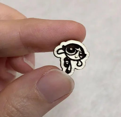 Cartoon Network Powerpuff Girls Buttercup Wood Stud Earrings