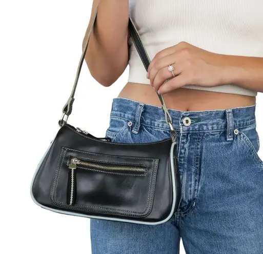 Vintage Y2K Black & Light Blue Mini Shoulder Bag Purse