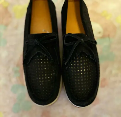 Black suede platform loafers 8 NEW