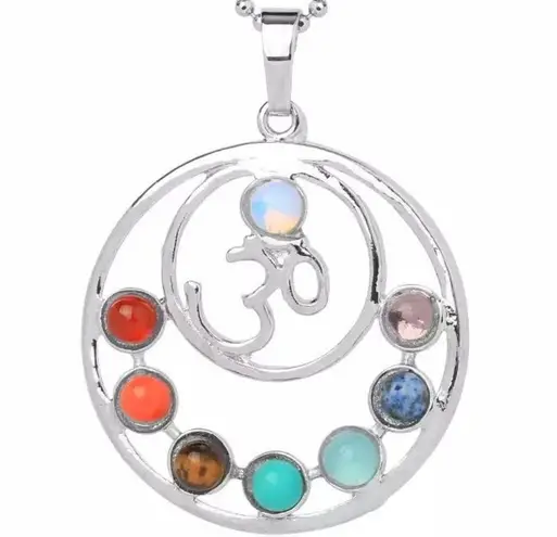 7 Chakra Stone Pendant Silver